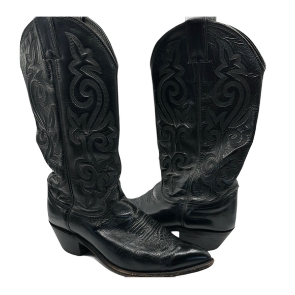 Justin Boots Other - Justin Sz 9 Black Western Cowboy Boots with Embroidered Shaft